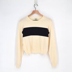 Aritzia Sunday Best Wool Blend Crewneck Sweater Color Block Cream Navy Women's S
